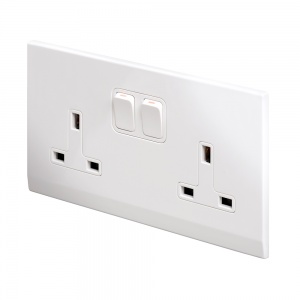Simplicity 13A DP Double Plug Socket with Switch White